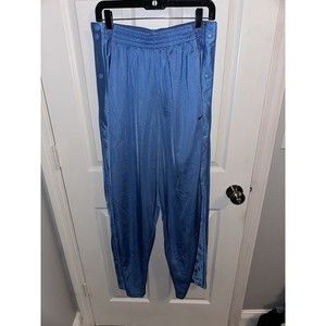 VTG Nike Track Pants Bottom Men's Size L Blue Side Buttons LOOK Nike Hoop Shiny